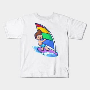 Cute People Playing Windsurfing Kids T-Shirt